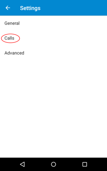 Android dialler settings screen