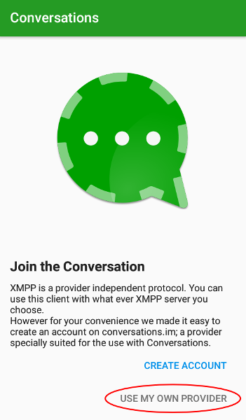 Conversations first launch screen