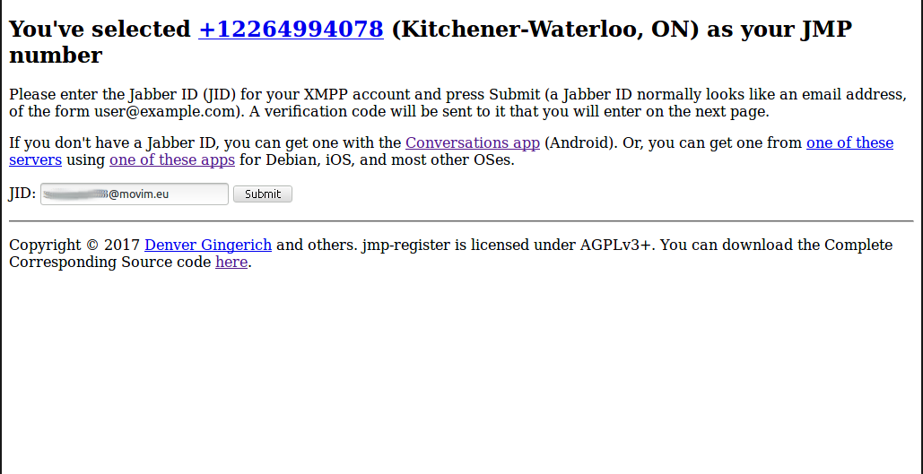 JMP Register: fill out JID